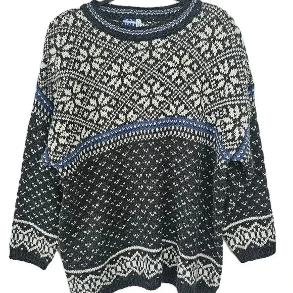 Vintage Venezia Jeans Black Print Knit Sweater 22/24 NWT - Picture 2 of 6